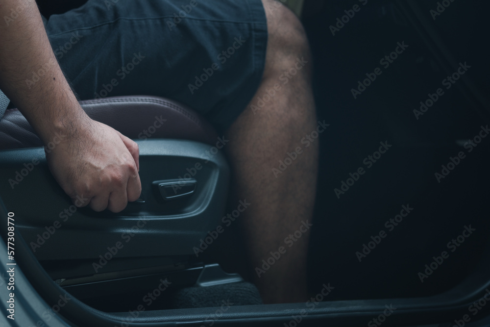 Obraz premium Electric seat adjustment of car, seat in the car. Ergonomic and safety transportation concept
