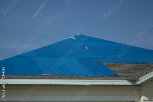 Tarp over the roof