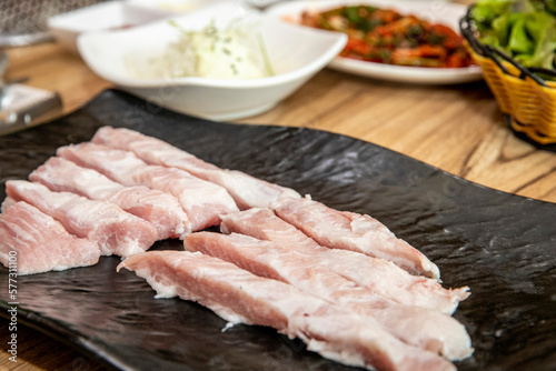 South Korea food raw Pork Neck meat