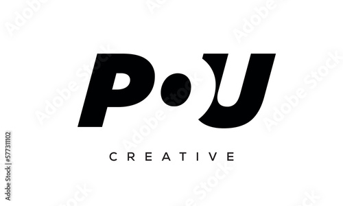 POU letters negative space logo design. creative typography monogram vector