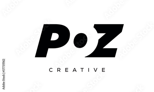 POZ letters negative space logo design. creative typography monogram vector photo