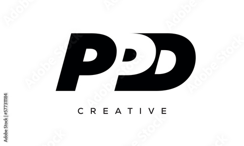 PPD letters negative space logo design. creative typography monogram vector