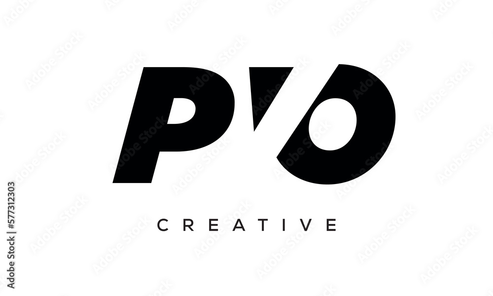 PVO letters negative space logo design. creative typography monogram vector PVO letters negative space logo design. creative typography monogram vector