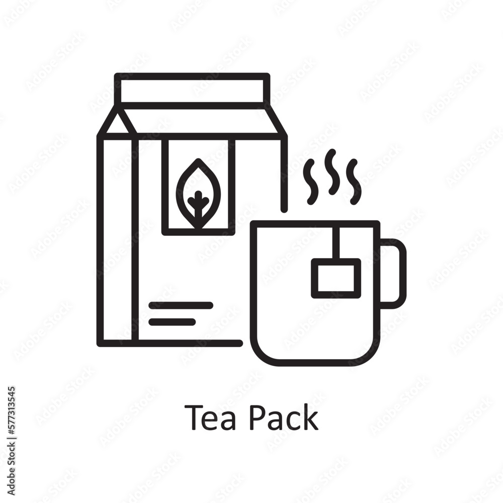 Tea Pack Vector Outline Icon Design illustration. Grocery Symbol on White background EPS 10 File Tea Pack Vector Outline Icon Design illustration. Grocery Symbol on White background EPS 10 File