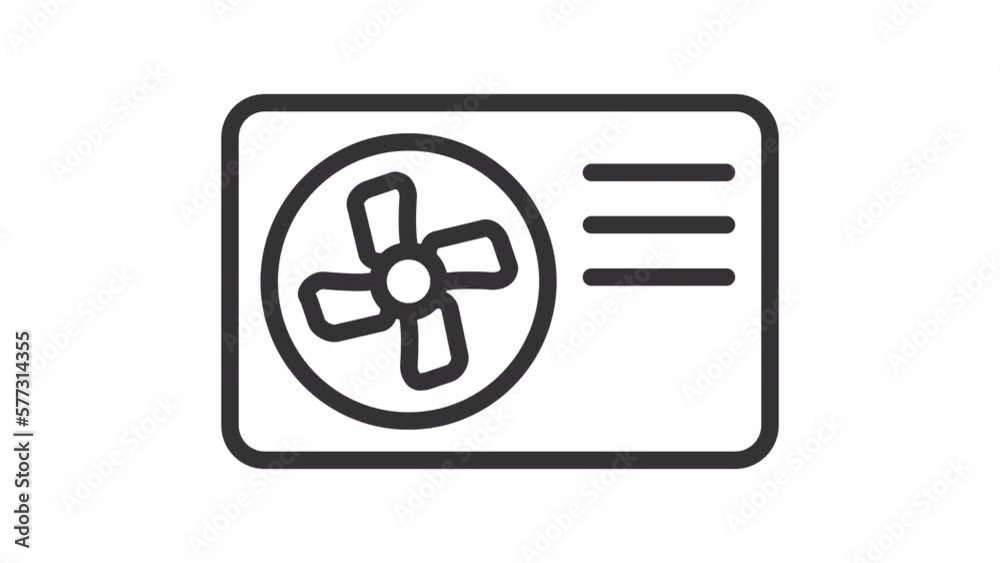 Animated air heat pump linear icon. Heating and cooling electronic appliance. Device for home. Seamless loop HD video with alpha channel on transparent background. Outline motion graphic animation