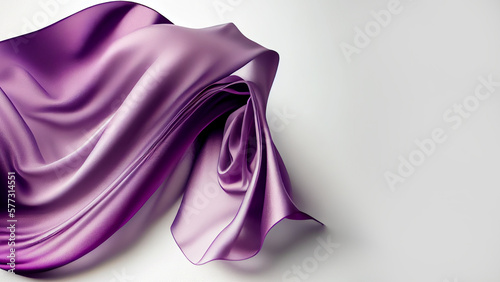Realistic Purple Silk Fabric On Gray Background.
