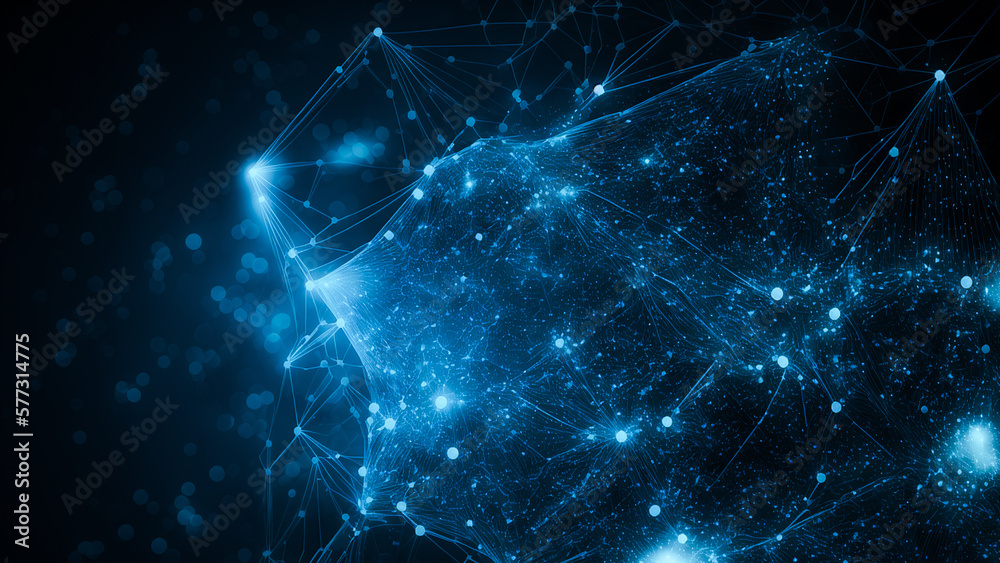 Fototapeta premium Abstract Futuristic Technology Blue Background With Polygonal Shapes.