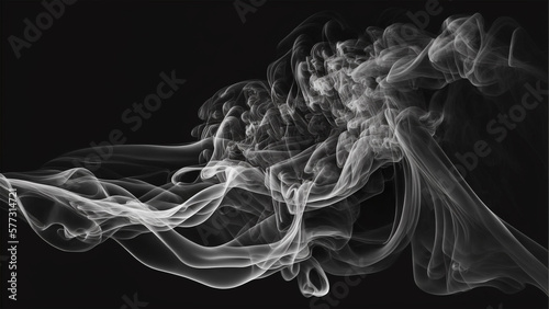 Abstract White Smoke Motion Against Black Background.
