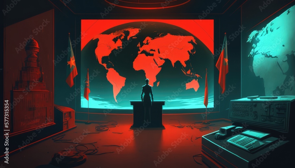 Chilling Cold War Concept Background - Perfect for History-themed Designs. Generative ai illustrattion.  - obrazy, fototapety, plakaty 