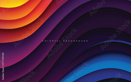 Colorful Wavy dimension layers background with bright color.