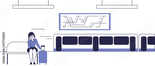 Frustrated woman missed the subway train.