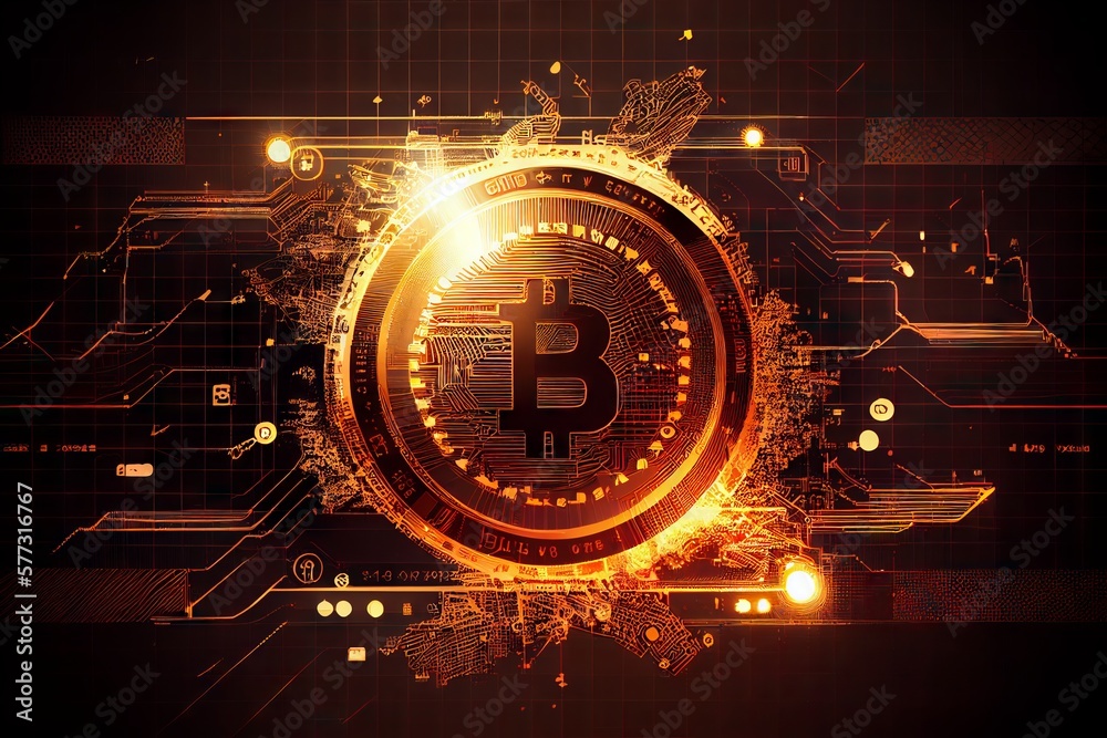 Abstract digital bitcoin background. Cryptocurrency concept. Generative AI Abstract digital bitcoin background. Cryptocurrency concept. Generative AI