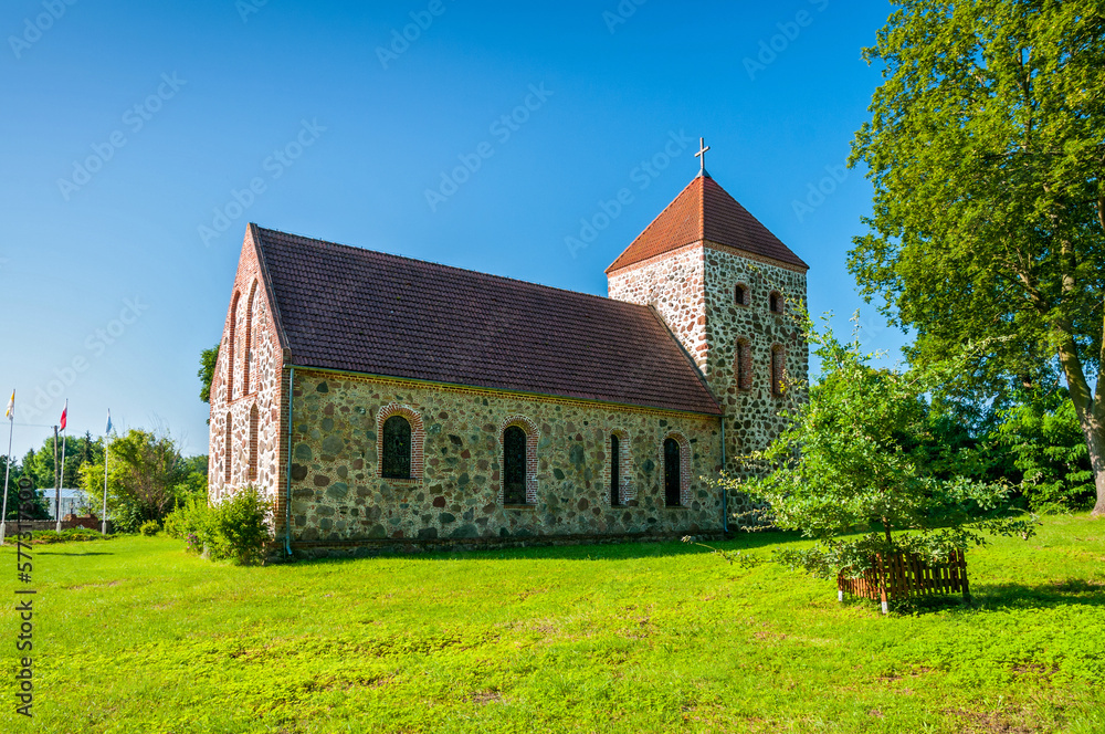 Fototapeta premium Church of St. Krzysztof in Steklno, West Pomeranian Voivodeship, Poland 