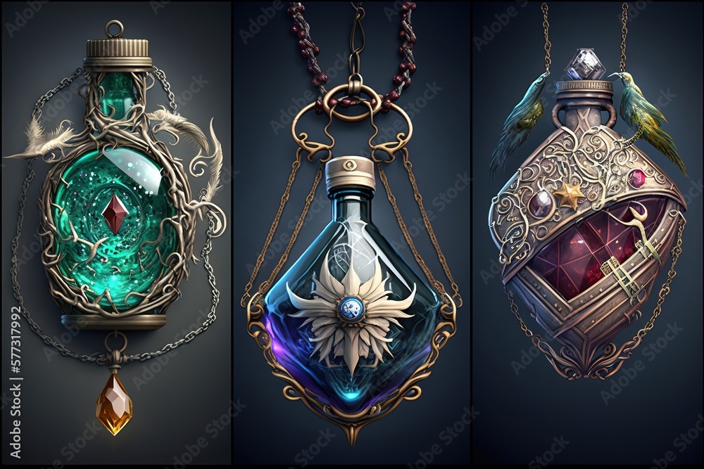 beautiful vintage amulet with ornament, generative a Stock Illustration