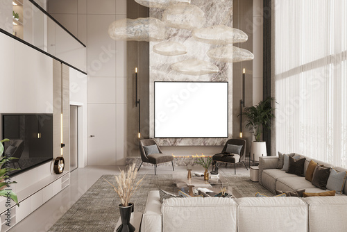 Modern Fireplace Corner and Hollow Table: 3D Mockup Image