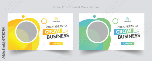 Business YouTube video thumbnail and social media web banner template for great business ideas