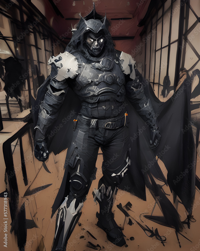 Menacing black knight. Generative AI. Menacing black knight. Generative AI.