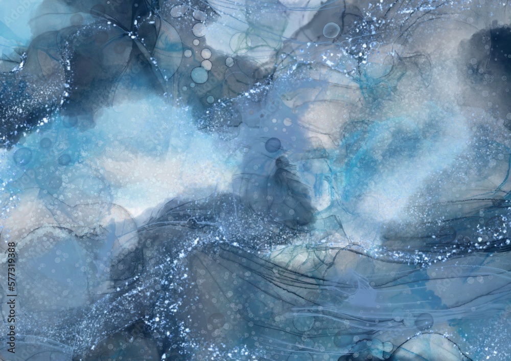 Aquamarine Background Marble Paint. Frosty Watercolour Blotch. Unique Marble. Aqua Ink Oil Paper. White Water Color Spread. Abstract Watercolor Blot. Ink Spread.