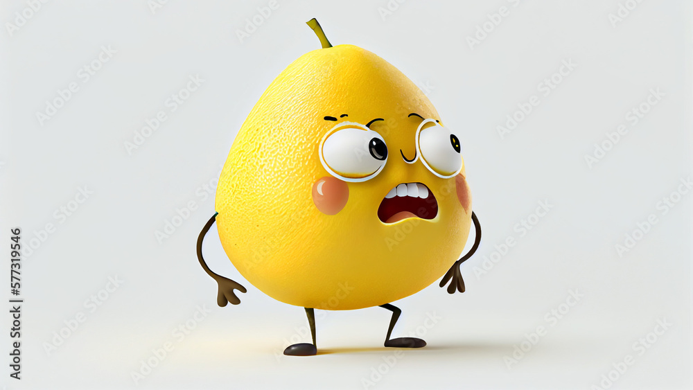 Funny yellow lemon character on white background. Funny yellow lemon character on white background.