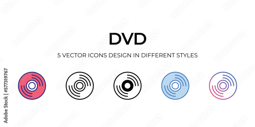 dvd Icon Design in Five style with Editable Stroke. Line, Solid, Flat Line, Duo Tone Color, and Color Gradient Line. Suitable for Web Page, Mobile App, UI, UX and GUI design. dvd Icon Design in Five style with Editable Stroke. Line, Solid, Flat Line, Duo Tone Color, and Color Gradient Line. Suitable for Web Page, Mobile App, UI, UX and GUI design.