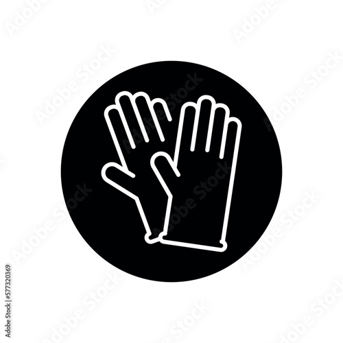 Gloves rubber black line icon. Hands safety.