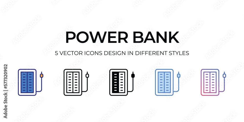 powerbank Icon Design in Five style with Editable Stroke. Line, Solid, Flat Line, Duo Tone Color, and Color Gradient Line. Suitable for Web Page, Mobile App, UI, UX and GUI design. powerbank Icon Design in Five style with Editable Stroke. Line, Solid, Flat Line, Duo Tone Color, and Color Gradient Line. Suitable for Web Page, Mobile App, UI, UX and GUI design.