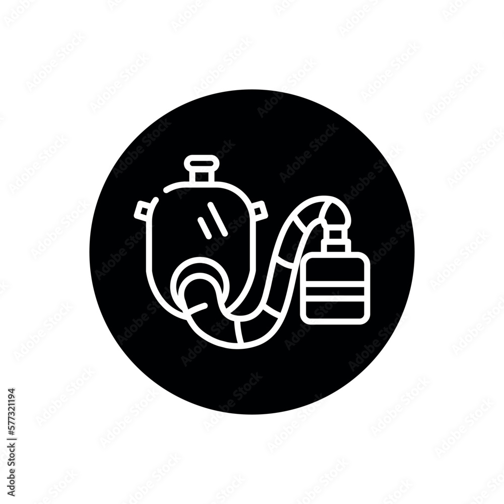 Respirator mask black line icon. Oxygen breathing apparatus Respirator mask black line icon. Oxygen breathing apparatus