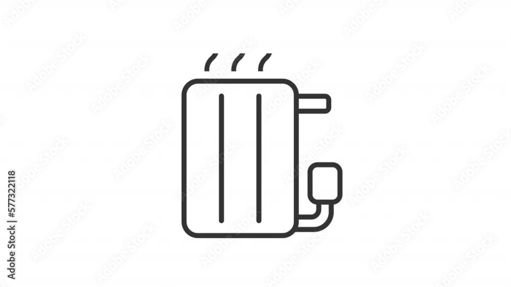 Animated smart radiator linear icon. Heat exchanger for home. Cooling, heating appliance for home. Seamless loop HD video with alpha channel on transparent background. Outline motion graphic animation