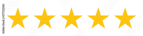 Five stars customer product rating review flat icon for apps and websites  golden star..