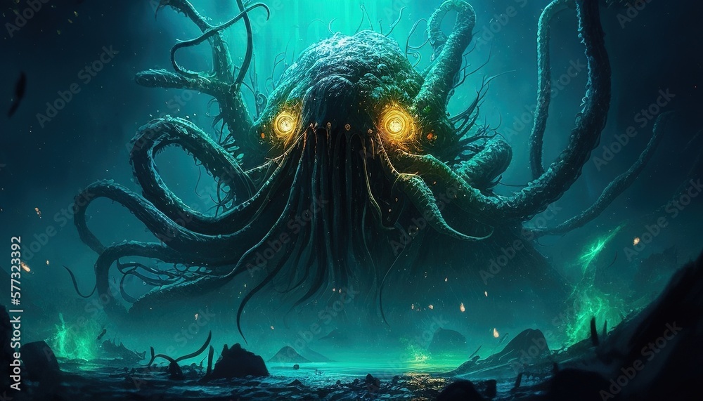 monster tentacles digital art illustration
