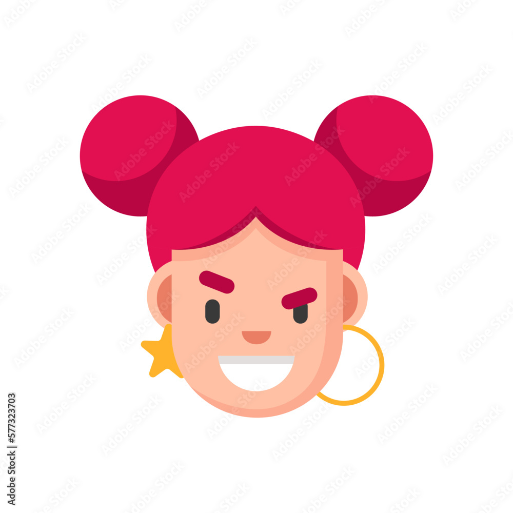 Readheaded Girl avatar. Flat design. Woman head. Facial expression. Sly character. Vector illustration. Readheaded Girl avatar. Flat design. Woman head. Facial expression. Sly character. Vector illustration.