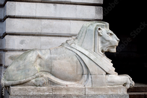 Nottingham’s Left Lion is one of two stone lions situated on either side of the steps leading to the front entrance of the Council House. photo