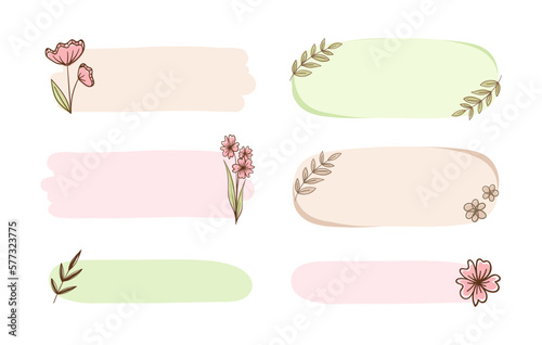 Aesthetic boho floral frame collection. Cute pastel border for card design, wedding, digital print, scrapbook, teacher elements, postcard, poster and more.