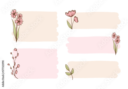 Aesthetic boho floral frame collection. Cute pastel border for card design, wedding, digital print, scrapbook, teacher elements, postcard, poster and more.