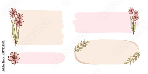 Aesthetic boho floral frame collection. Cute pastel border for card design, wedding, digital print, scrapbook, teacher elements, postcard, poster and more.