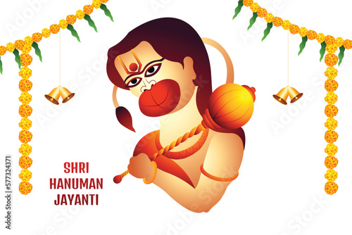 Haapy hanuman jayanti on lord hanuman celebration illustration background