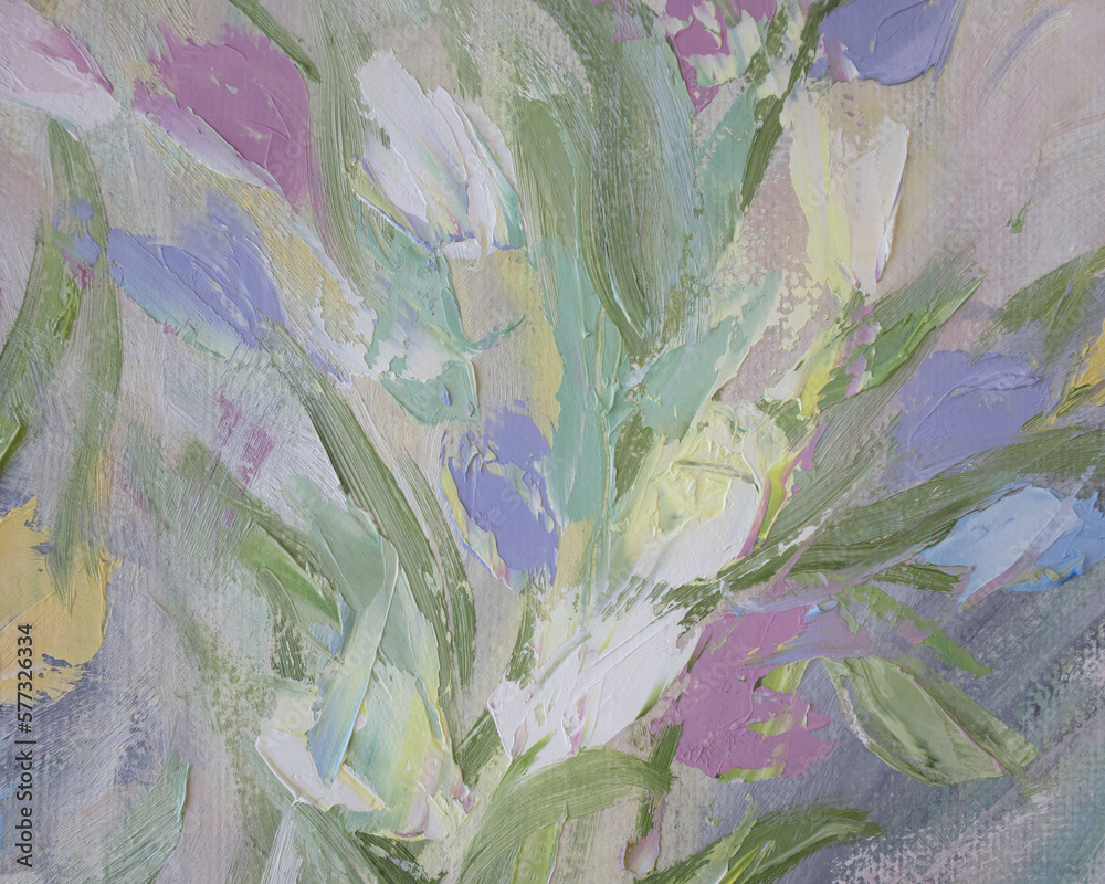 Closeup hand painted abstract flowers. Pastel color painting background. Closeup hand painted abstract flowers. Pastel color painting background.
