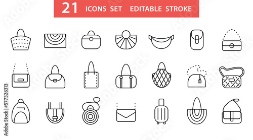 Fashion woman bags icons set