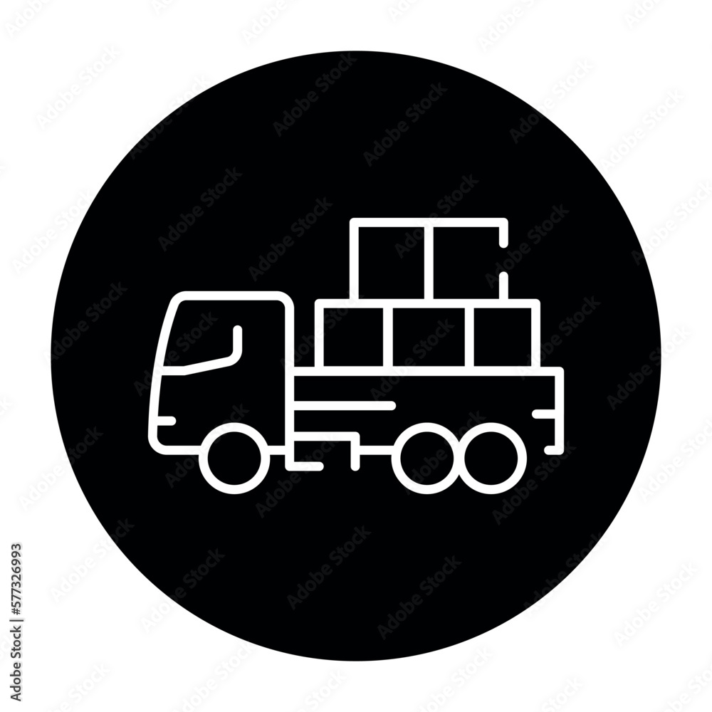 Cargo truck with goods olor line icon. Pictogram for web page Cargo truck with goods olor line icon. Pictogram for web page