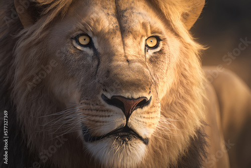 Lion Portrait. Illustration AI Generative © olegganko