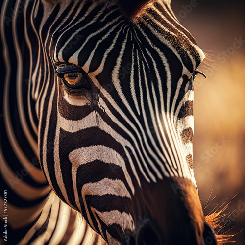 Zebra Portrait. Illustration AI Generative.