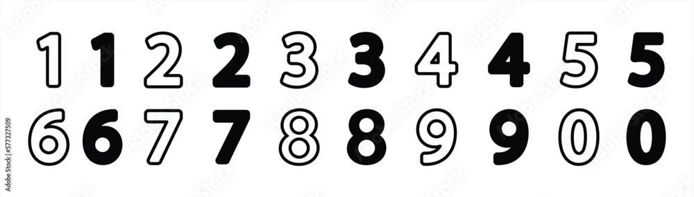 number icon set. bullet point number icon. flags 0 to 9 icon flat and outline on transparent background, vector illustration number icon set. bullet point number icon. flags 0 to 9 icon flat and outline on transparent background, vector illustration