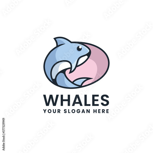 Whale Logo Mascot Icon Illustration