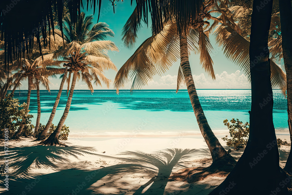 Fototapeta premium Tropical Island Background. Illustration AI Generative