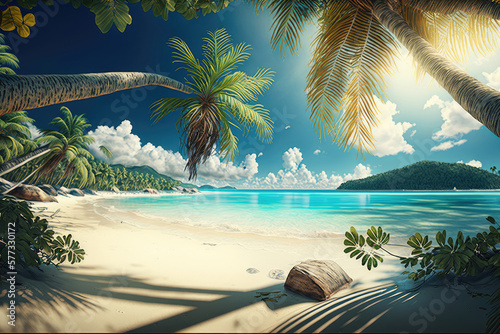 Tropical Island Background. Illustration AI Generative