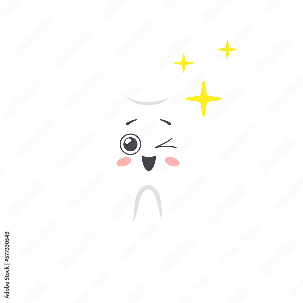 Happy shiny tooth in cartoon style. Illustration on transparent background Happy shiny tooth in cartoon style. Illustration on transparent background
