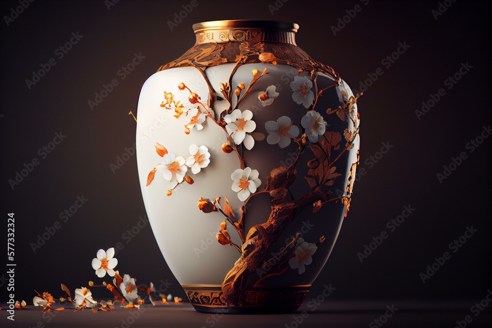 Isolated Antique Japanese Vase Stock Photo - Download Image Now