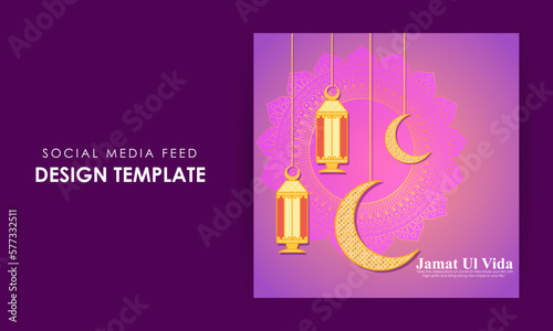 Vector illustration of Jamat Ul Vida social media story feed mockup template photo