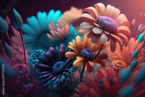 Beautiful colourful floral background texture   made with generative ai
