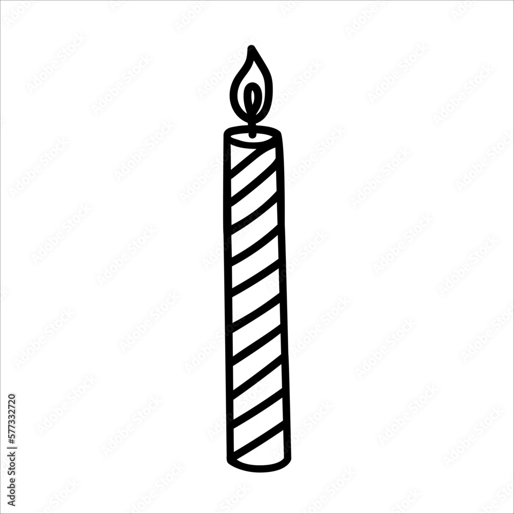 Fototapeta premium Candle doodle vector illustration isolated on white
